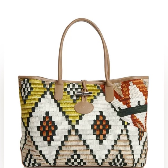 Longchamp Handbags - Longchamp Roseau Paniers D'art Shoulder Bag in Lime/Sienna/Multi